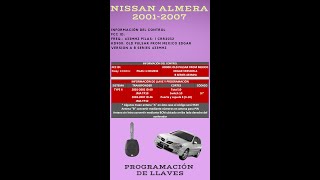 19 Nissan Almera 2001 2007 Programación manual de llaves electromecanica [upl. by Norby]