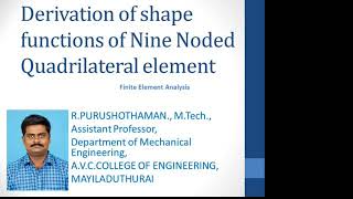 Anna UniversityFEA 9 Noded Quadrilateral ElementShape Function [upl. by Skill106]