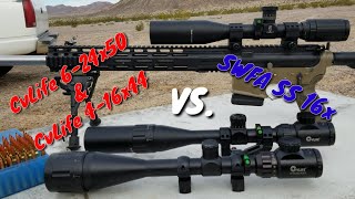 CvLife 624x50 amp CvLife 416x44 Tracking Test  View  1000 yards  Compared to SWFA SS 16x [upl. by Shandie]