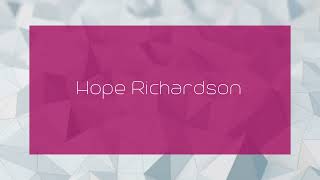 Hope Richardson  appearance [upl. by Epuladaug]