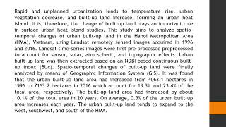 Spatio temporal Analysis of Urban Built up Land in the Hanoi Metropolitan Area Vietnam using Remotel [upl. by Tcideneb]