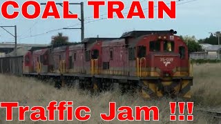 Lots of Noise Traffic Jam of Coal Trains at Depot  Diesel Locomotive Trains  Train South Africa [upl. by Akeit104]