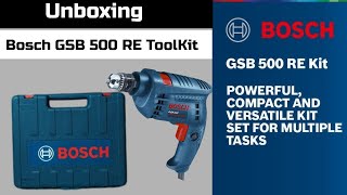 Unboxing Bosch GSB 500 RE toolkit  Bosch GSB 500 RE review amp usage in Hindi  Best drill machine [upl. by Harac]