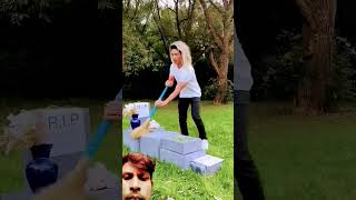 LETS CLEAN A RANDOM GRAVE Oh no 🤣 shorts subscribe comedy funny satire greenscreen trending [upl. by Ancell]