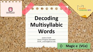 Decoding Multisyllabic Words Magic e VCe [upl. by Oran]