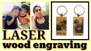 27 Laser wood engraving  Engraving portrait  Art of engraving  Wooden keychain [upl. by Druce457]