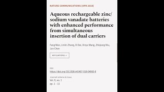 Aqueous rechargeable zincsodium vanadate batteries with enhanced performance from si  RTCLTV [upl. by Mateusz]