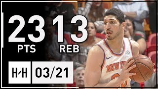 Enes Kanter Full Highlights Knicks vs Heat 20180321  23 Pts 3 Ast 13 Reb [upl. by Eelesor88]