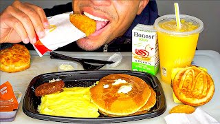 ASMR MCDONALDS BIG BREAKFAST WITH HOTCAKES HASH BROWNS MANGO PINEAPPLE SMOOTHIE MCGRIDDLE MUKBANG [upl. by Roana]