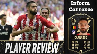 86 INFORM YANNICK CARRASCO PLAYER REVIEW  FIFA 22 ULTIMATE TEAM [upl. by Nylrem]