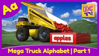 Mega Truck Alphabet Part 1  Learn ABCs with Monster Trucks amp Dump Trucks for Kids [upl. by Akeret]