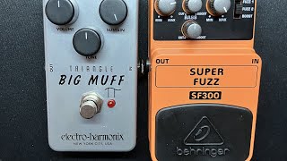 Fuzz comparison BIG MUFF Triangle PI vs Behringer SUPER Fuzz SF300 [upl. by Cirred950]