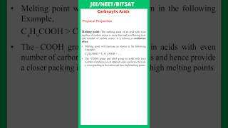 Melting point  Physical properties of carboxylic acids  JEE  NEET [upl. by Yraunaj]