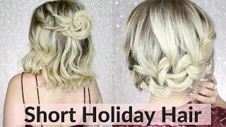 Easy Holiday Hairstyles for Short  Medium Hair [upl. by Skutchan296]