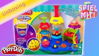 PlayDoh Zauberbäckerei deutsch Unboxing  Kuchenbäckerei Sweet Shoppe Frosting Fun Bakery [upl. by Ayoj]