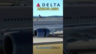 Delta Air Lines Airbus A330 Lands at Zurich with Precision [upl. by Nilekcaj]