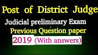 Post of District Judge  Judicial preliminary Exam 2019  Question paper with answer [upl. by Campbell]