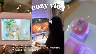 cozy vlog 🧸🫧 feat quntis monitor lamp ✨ unboxing digicam cute keycaps amp paint by numbers 🎨 [upl. by Inalem480]