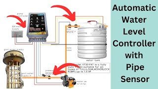 Fully Automatic Water Level Controller with Pipe Sensor Tank sensors Automatic Water Motor On Off [upl. by Novi]