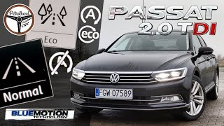 2015 VW Passat 20 TDI 190 KM  Ile NAJMNIEJ spali w mieście Tryby ECO i NORMAL bez StartStop [upl. by Tiffi]