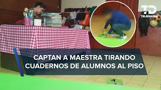 Maestra arroja al piso cuadernos a niños de primaria SEP la retira del cargo [upl. by Jasper]