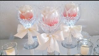 DIY  DOLLAR TREE LIGHT UP WINE GLASS CENTERPIECE  NAPKIN HOLDERS  BUDGET FRIENDLY 2018 [upl. by Hiro]