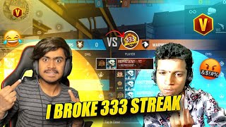 First Time Break 333 Winning Streak 😱 Huzai Vs Represent 😡 बदला ले लिया  Free Fire max [upl. by Mortie]