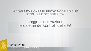 Poma  01  Legge anticorruzione e sistema dei controlli della PA [upl. by Dlorrej]