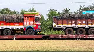 ro ro train moving towards MangaloreScene from Mukambika Road railway Station [upl. by Llenart]