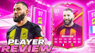 😳97 FUTTIES PREMIUM BENZEMA PLAYER REVIEW  EA FC 24 ULTIMATE TEAM [upl. by Koo]