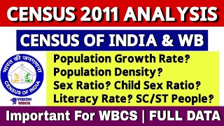 WBCS 2022 Prelims Revision Class  Census 2011 Analysis  INDIA amp WEST BENGAL  wbcs2022 [upl. by Meluhs]