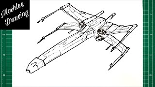 How to Draw XWing Starfighter  Star Wars Spaceship [upl. by Aret]