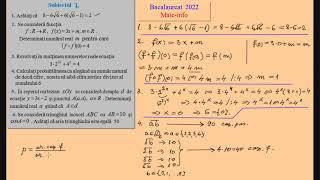 Bacalaureat 2022  Matematica  MateInfo [upl. by Irab]