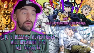 REACTING TO JoJos Bizarre Adventure All Openings 112 FIRST TIME REACTION [upl. by Ballman862]