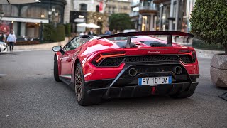 Lamborghini Huracan Performante Spyder  Accelerations amp Driving in Monaco [upl. by Charline]