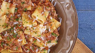 Rachael’s Charred Eggplant and Meat Sauce with Paccheri [upl. by Phip]