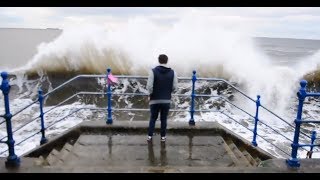 3040ft waves crash over the sea front at the Headland Hartlepool UK [upl. by Soulier]