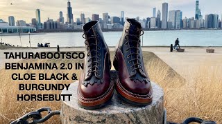 TAHURABOOTSCO Benjamina 20 in Cloe black amp burgundy horsebutt unboxing [upl. by Kosak]