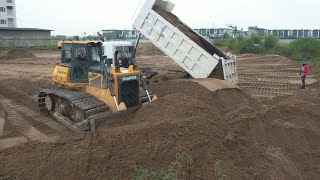 Wonderful update project SHANTUI DH17c2 Bulldozer pushing sand fill the huge size flooded forest [upl. by Delphinia334]