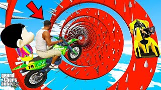 FRANKLIN TRIED IMPOSSIBLE SPEEDRUNNING SPIKE LOOP MEGA RAMP CHALLENGE GTA 5  SHINCHAN and CHOP [upl. by Enitsuga466]