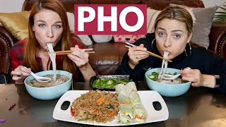 PHO NOODLE SOUP Fried Rice and Fresh Rolls MUKBANG spilling tea [upl. by Lonna787]