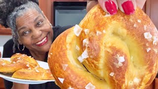 I made ONE Ingredient Big Soft Pretzels In oven in 3 min No kneading no rise time no machine [upl. by Todhunter229]