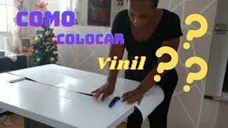 Como colocar vinil na Mesa Madeira  DIY [upl. by Bruis675]