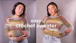 crochet sweater tutorial  crochet a pullover in 15 HOURS [upl. by Schubert]