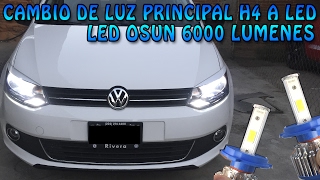 Instalar Luz LED en faros principales H4 OSUN  VW VentoPolo  LivanderVW [upl. by Orna]