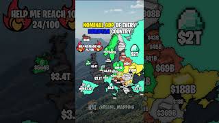 Nominal GDP of every European Country europe mapping geography viral shorts [upl. by Lilly]