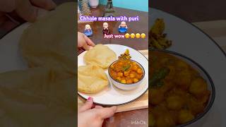 Chole masala and puri recipe😋Tasty food recipes at home chanamasalashortsviralyoutubeshorts [upl. by Hgielac452]