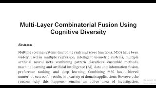 Multi Layer Combinatorial Fusion Using Cognitive Diversity [upl. by Craven115]