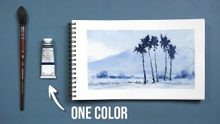 How to Use 1 Color to Create Awesome Paintings  Monochrome Painting Technique [upl. by Julietta]