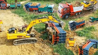 Amazing Car truck Stuck Construction Hino700 Nissan Excavator Dozer Komatsu D65PX [upl. by Cargian752]